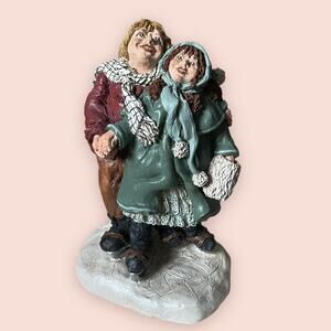 June McKenna Collectables “Ice Skaters” Figurine 1993 Vintage Christmas Signed